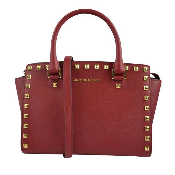 NWT Michael Kors CHERRY RED Selma Stud Medium - Picture 2 of 7